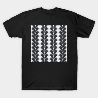 Black White Leaf Pattern T-Shirt